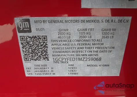 2020 Chevrolet Silverado z USA, uszkodzony, nr VIN 1GCRCREG2HZ343955